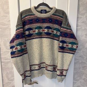 1980s Woolrich Fair Isle Sweater Vintage Wool Blend Adult Sz XL Preppy Flaw Read